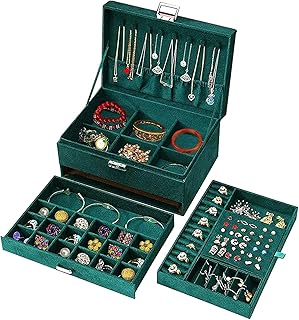 Boîte à bijoux helene, organisateur de bijoux 3 couches pour femmes avec porte-bijoux
