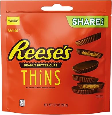 Coupes de chocolat au lait et beurre d'arachide reese's thins, 208 g. Chez DIAYTAR COTE D'IVOIRE, nous sommes fiers d'être la boutique en ligne leader en Côte d'Ivoire, proposant plus de 300 000 produits pour répondre à tous vos besoins quotidiens. Notre sélection inclut tout, de la literie aux produits cosmétiques, en passant par les équipements sportifs et les jeux pour enfants. Nous nous engageons à vous fournir une expérience d'achat en ligne simple, rapide et fiable.