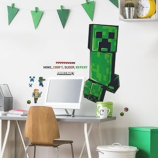 Roommates rmk5360gm minecraft creeper giant peel and stick stickers muraux - vert, noir