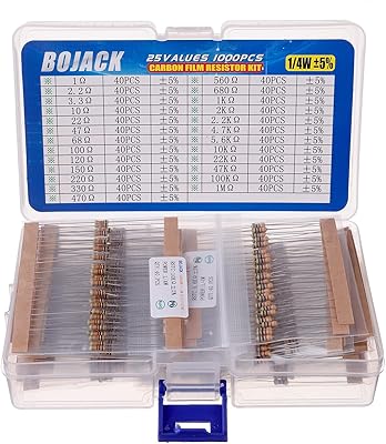 Bojack 1000 pièces 25 valeurs kit de résistances 1 ohm-1m ohm avec 5%