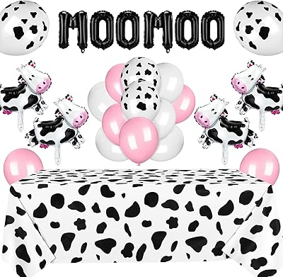 49 pièces décorations de fête sur le thème de la vache, ballons imprimés