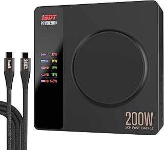 Chargeur usb c esdt power 200 série, chargeur mobile 200 w avec 4