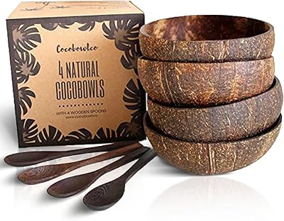 Ensemble de bols et cuillères en bois de noix de coco cocobelco