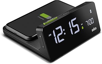 Réveil numérique braun avec écran lcd chargeur rapide sans fil qi