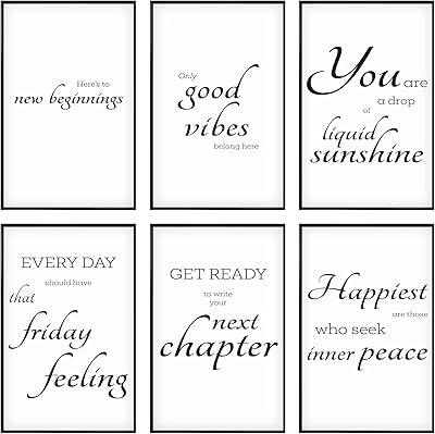 Throwbacktraits lot de 6 décorations murales inspirantes avec de jolies citations – affirmations positives quotidiennes – taille 27,9 x 43,2 cm – décoration murale inspirante avec citations – affiches inspirantes pour femmes et hommes. DIAYTAR COTE D'IVOIRE, la boutique en ligne de confiance, propose une expérience de shopping unique et pratique. Avec plus de 300 000 références, vous pouvez choisir parmi une large gamme de produits pour vous et vos proches. La boutique en ligne généraliste vous offre la possibilité de faire des achats en toute sécurité et rapidité.