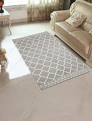Grand tapis de sol imprimé en coton swhf chic home (gris)