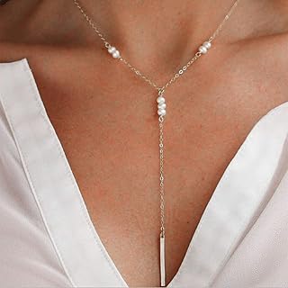 Collier de perles classique yinette avec chaîne de perles et longue barre