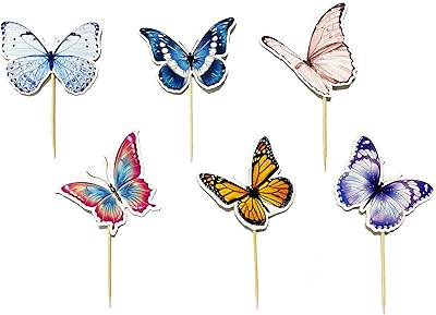 24 pièces de décorations de cupcakes papillon pour décorations de cupcakes pour fête