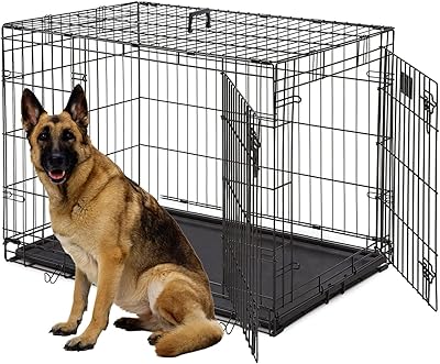 Caisse pour chien pliable en métal à double porte de 36" avec base