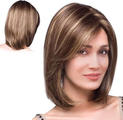 Perruque synthétique bob courte marron clair beauty pour femmes, aspect naturel, perruque
