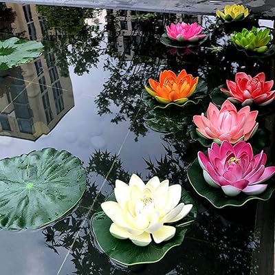 Lot de 3 ailes de lotus artificielles flottantes en mousse véritable, fleurs