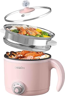Marmite électrique instantanée dezeen 1,5 l, mini marmite antiadhésive parfaite pour les ramen