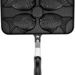 Gaufrier, 4 grilles antiadhésives double face en alliage d'aluminium avec poignée noire anti-brûlure