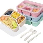 Lot de 4 boîtes à déjeuner bento compartiments pour préparation