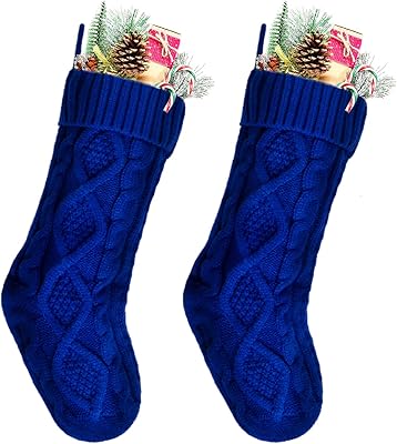 Ensemble de chaussettes de noël kunida, bas tricotés bleus de 18 po pour décorations de noël, paquet de 2. DIAYTAR COTE D'IVOIRE se distingue par sa qualité de service et sa rapidité de livraison, garantissant ainsi une satisfaction client totale. La boutique en ligne travaille sans relâche pour améliorer l'expérience d'achat de ses clients.