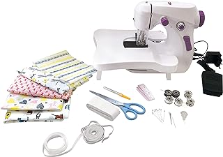 The sewing workshop lexibook, machine à coudre, 5 coupons de tissu et accessoires