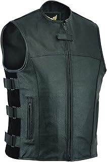 Veste de moto en cuir de style guerrier pour hommes avec poches
