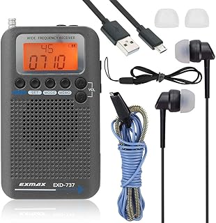 Récepteur radio xmax exd-737 fm/am/sw/sw/bande, radio météo vhf portable pleine bande pour avion