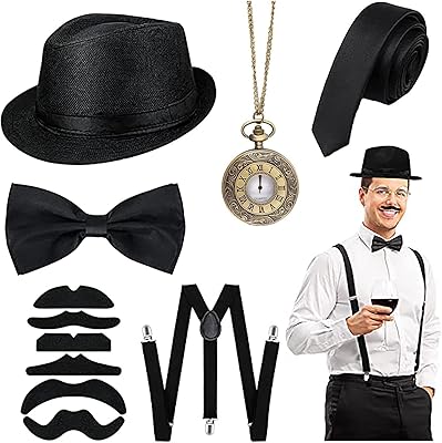 Ensemble d'accessoires de déguisement pour hommes des années 1920, 5 pièces, comprenant un béret, des bretelles élastiques réglables en y, un nœud papillon, une montre de poche vintage et une poignée de jouet. Diaytar Côte d'Ivoire se définit comme la destination idéale pour les habitants de Côte d'Ivoire et des pays voisins qui cherchent à faire des achats en ligne. La boutique en ligne propose une gamme étendue de produits à des prix compétitifs, accompagnés d'une livraison rapide et fiable. Les clients peuvent ainsi profiter d'une expérience d'achat en ligne fluide et pratique.