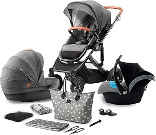 Kindercraft - poussette prime 3 en 1 20 pieds + accessoires - gris