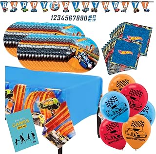 Fournitures officielles de fête d'anniversaire pour enfants aintree hot wheels, paquet de 16