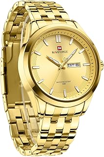 Naviforce business montres-bracelets de luxe minimaliste automatique jour date calendrier affichage en acier