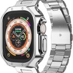 Mrusg compatible avec le bracelet et le boîtier apple watch, chaîne métallique