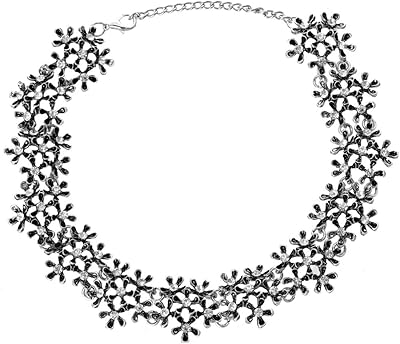 Collier de fête élégant plaqué argent oxydé shining diva pour femmes et filles