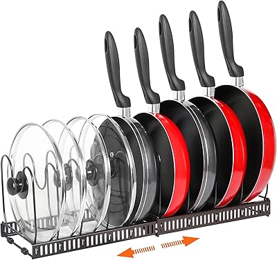 Organisateur de casseroles, organisateur de casseroles et poêles extensible pour armoire, support d'organisateur
