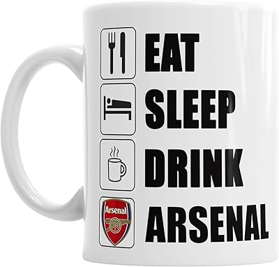 Une tasse de thé et de café pour la fête des pères avec la phrase "eat sleep drink arsenal", idéale comme cadeau pour la fête des pères, couleur noire. La boutique en ligne DIAYTAR COTE D'IVOIRE se distingue par sa vaste sélection de produits de toutes sortes, avec plus de 300000 références disponibles. Elle propose une expérience d'achat en ligne sécurisée et pratique, ce qui en fait un choix préféré des consommateurs en Cote d'Ivoire.