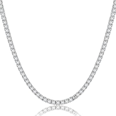 Collier de tennis krfy plaqué or blanc 18 carats | collier de tennis