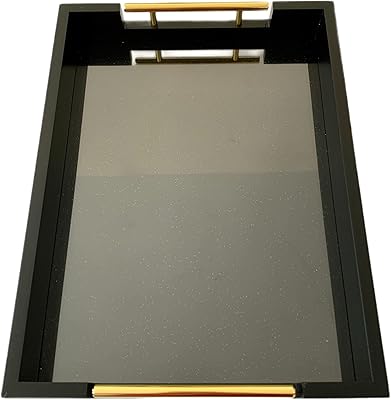 Table basse tralimore noire avec plateau de service à paillettes dorées