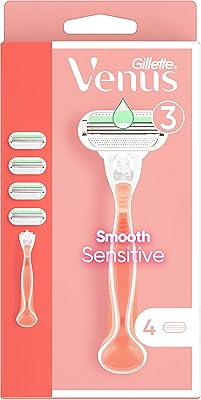 Manche de rasoir venus smooth sensitive pour femme + 4 lames de rasoir rechargeables. DIAYTAR COTE D'IVOIRE est une boutique en ligne généraliste référençant plus de 300 000 produits, proposant une grande variété de choix aux clients ivoiriens. Elle est leader dans son secteur en Côte d'Ivoire, offrant une expérience d'achat en ligne pratique et fiable. Les clients bénéficient d'une navigation simplifiée et d'un service client efficace.
