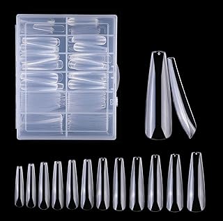 Faux ongles transparents, faux cercueil extra longs, couverture complète, faux ongles ballerine, ongles