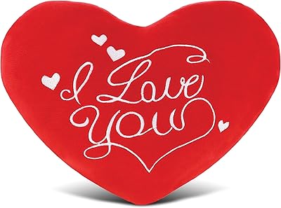 Oreiller en peluche dollibu i love you en forme de cœur rouge