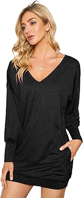 Femmes décontracté col en v manches longues lâche grande taille pulls pull tunique