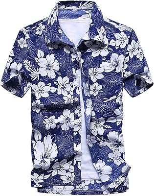 Lu's chic chemise hawaïenne à manches courtes pour hommes, chemises de plage aloha