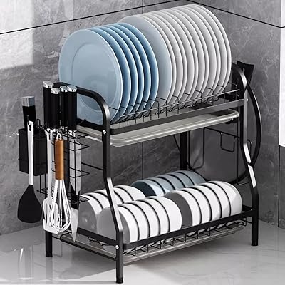 Égouttoir de cuisine yomim - ensemble complet d'égouttoir à vaisselle et égouttoir double couche de grande capacité, égouttoir à vaisselle en acier inoxydable avec égouttoir et support à ustensiles - noir. DIAYTAR COTE D'IVOIRE, la boutique en ligne généraliste de référence en Côte d'Ivoire, propose plus de 300000 références de produits pour répondre à tous vos besoins. Avec une offre variée et des prix compétitifs, DIAYTAR COTE D'IVOIRE est la destination idéale pour faire vos achats en ligne. Elle offre une expérience d'achat pratique et sécurisée.