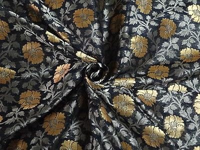 Tissu georgette zari 100% pure soie couleur argent et or métallisé 44"