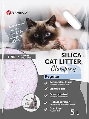 Litière agglomérante régulière pour chat à la silice fine flamingo 5l