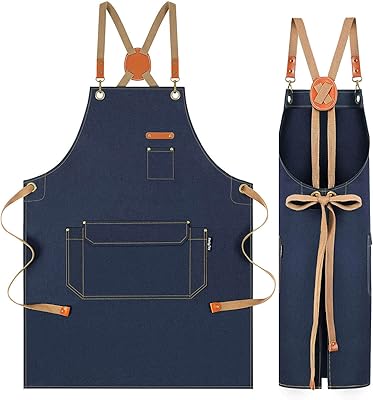 Tablier de chef pour hommes et femmes avec poches, tabliers de barista