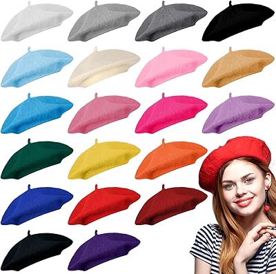 20 pièces chapeaux de laine pour femmes multicolore béret français chapeau d'hiver béret