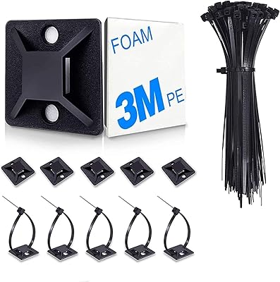 Attaches de câble delfino 100 pièces supports de base d'attaches auto-adhésifs support arrière