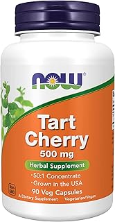 Now supplements, cerise acidulée (prunus cerasus) 500 mg, concentré 50:1, supplément à base