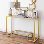 Miroir supérieur de console avec cadre en métal lingwei, table moderne avec étagère