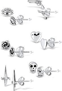 Lot de 6 paires de boucles d'oreilles en argent sterling à mélanger