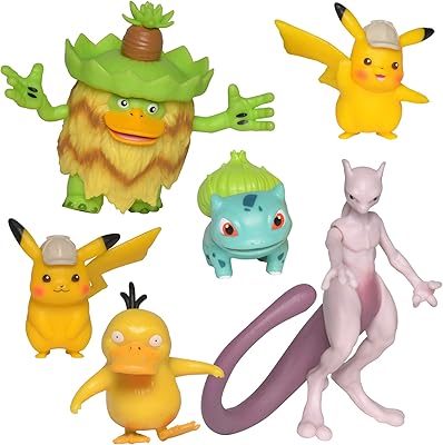Ensemble de 6 figurines de combat pokémon différentes, détective pikachu 6 figurines, multicolore