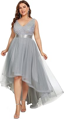 Ever-pretty plus robes de soirée formelles pour femmes double col en v ligne