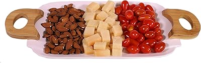 Grand plateau de service de luxe en porcelaine ketchies avec poignées en bois de haute qualité - plateau de service blanc avec bordure en bois - idéal pour les assiettes de service pour pâtisseries, desserts, fruits et collations. DIAYTAR COTE D'IVOIRE est une plateforme de commerce électronique généraliste qui propose une large gamme de produits pour répondre aux besoins des clients ivoiriens. Avec sa sélection impressionnante de plus de 300 000 références, la boutique est devenue une référence incontournable pour les consommateurs de Côte d'Ivoire. La boutique offre une expérience de shopping en ligne sécurisée et conviviale.