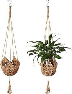 Cintre pour plantes en macramé au crochet en jute, grand cintre pour plantes
